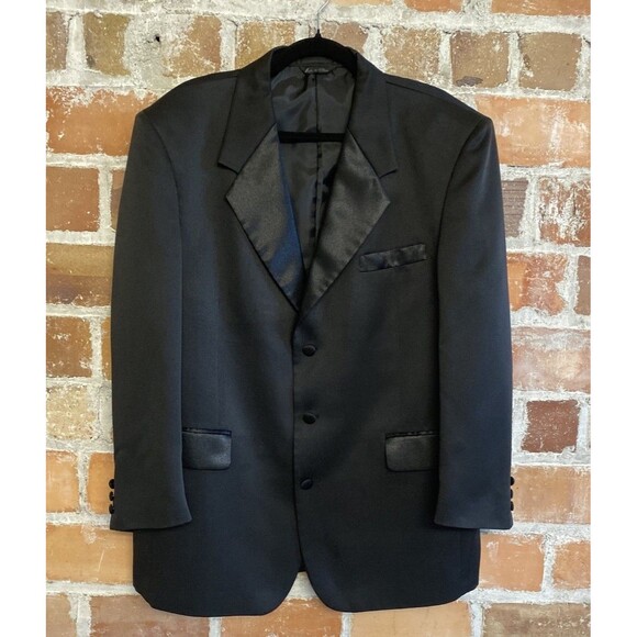 Gino Cappeli Black Long Sleeve Tuxedo Blazer Formal Jacket Men’s size 44R - Picture 1 of 9